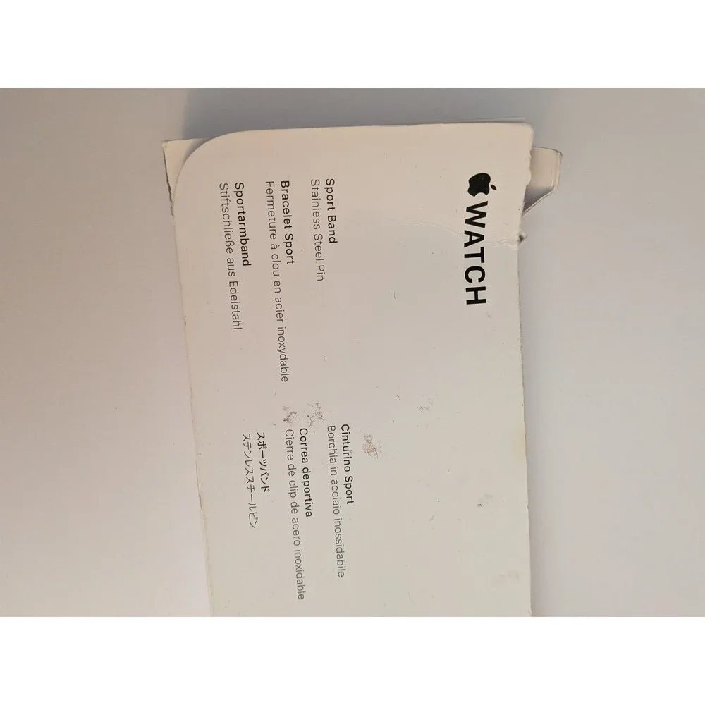 Apple Watch Sport Band Midnight Black Stainless Steel Pin Series 9 45mm